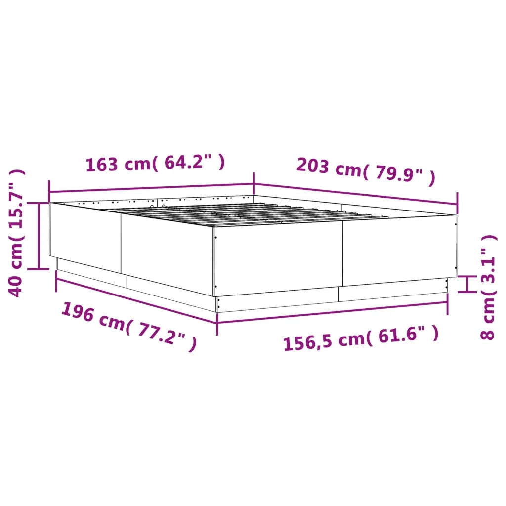 Giroletto-Struttura Letto Grigio Sonoma 160x200 cm in Legno Multistrato 767799