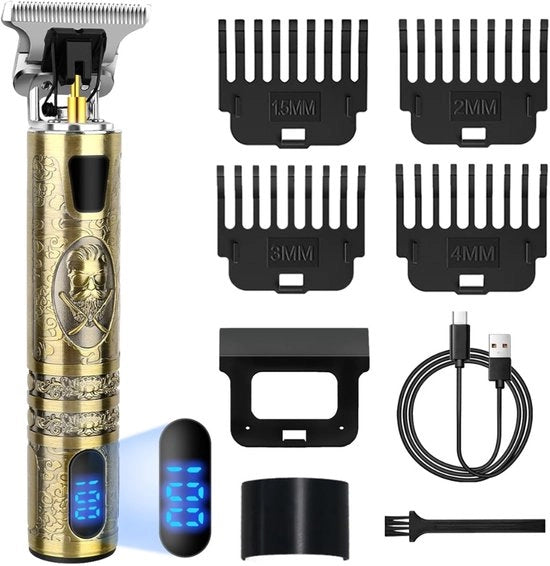 Tondeuse Professionale per Uomo con Alta Potenza e Precisione per Risultati di Taglio Ottimali - Tondeuse Ricaricabile con USB con Utilizzo Senza Fili con Lunga Durata della Batteria | Compreso 4 lame per Diversi Lavori