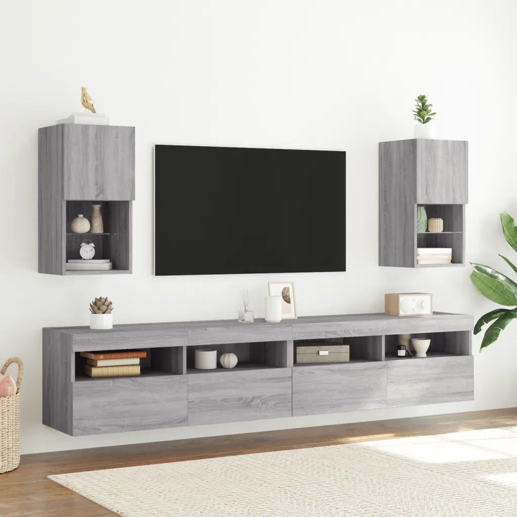 Mobile TV con Luci LED Grigio Sonoma 30,5x30x60 cm 836997