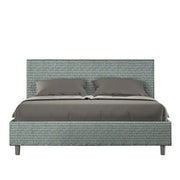 Letto matrimoniale contenitore imbottito 160x210 tessuto Aragona 7 azzurro Adele