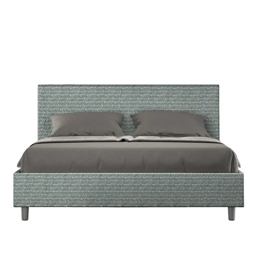 Letto matrimoniale contenitore imbottito 160x210 tessuto Aragona 7 azzurro Adele