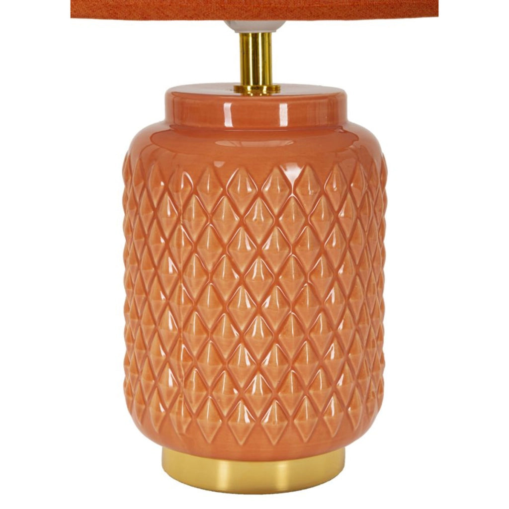 Lampada da tavolo Square Arancione in ceramica con paralume in tessuto — O 28 cm