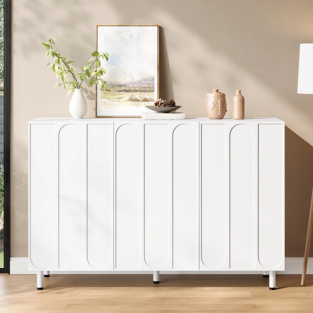 Credenza con 3 ante e ripiani regolabili; chiusura ammortizzata - per ingresso - bianco