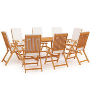 Set da Pranzo da Giardino 9 pz con Cuscini in Legno di Teak cod mxl 45885