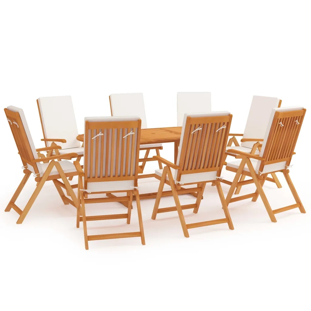 Set da Pranzo da Giardino 9 pz con Cuscini in Legno di Teak cod mxl 45885