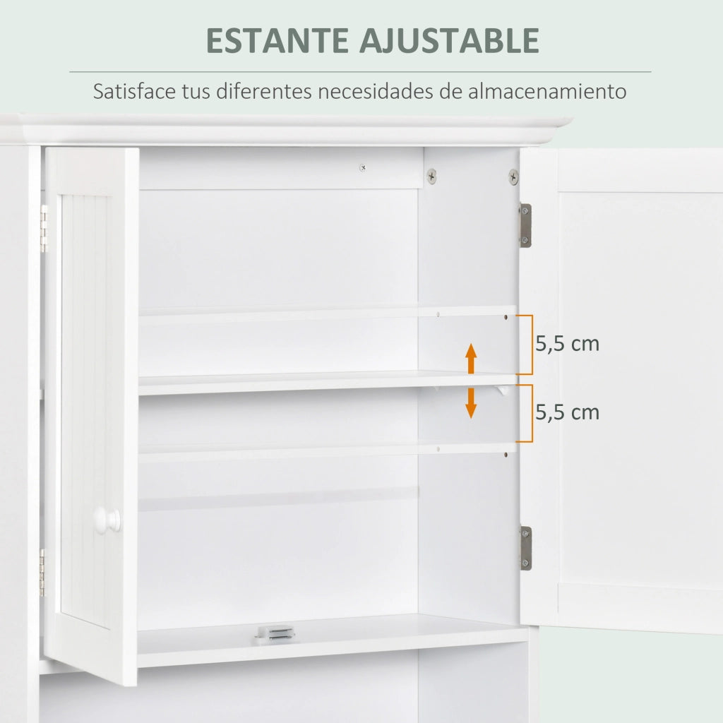Mobile Bagno Sospeso con Ante e Ripiani ¨C zephmum ¨C Bianco 60x20x70,5 cm
