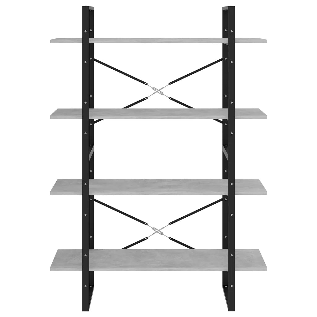 Libreria 4 Ripiani-Scaffale per Libri-Mobile di Stoccaggio Grigio Cemento 100x30x140cm Legno Multistrato