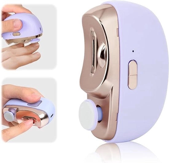 Nageltrimmer elettrico, 2-in-1 trimmer automatico con funzione di levigatura, con vaso per le unghie, vijl a due velocità, contenitore per la conservazione del trimmer, ricaricabile, trimmer sicuro, adatto per bambini, adulti e anziani.