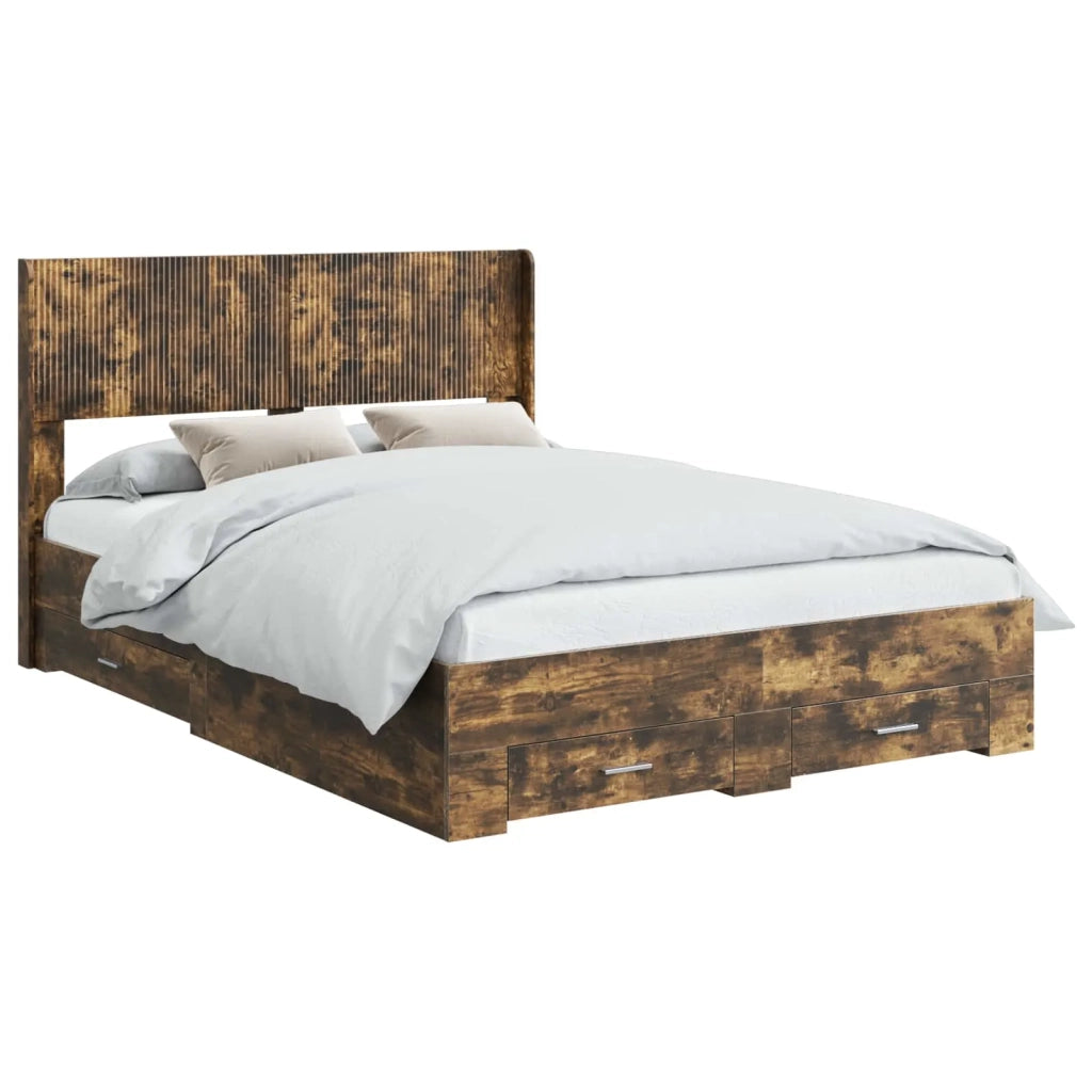 Struttura del letto con stoccaggio e testata Rovere Fumo 3414457