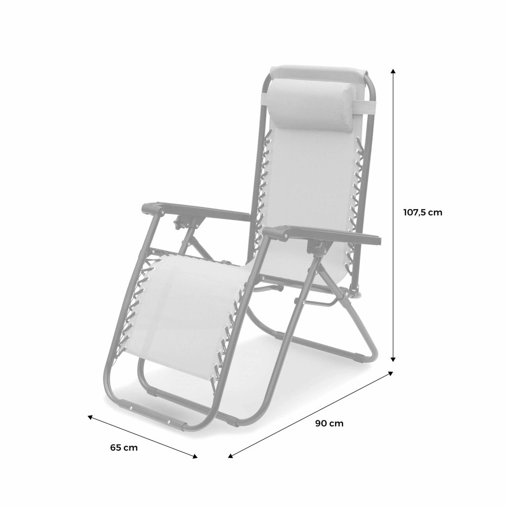 Set di 2 sdraio gravità zero pieghevoli con poggiatesta, grigio