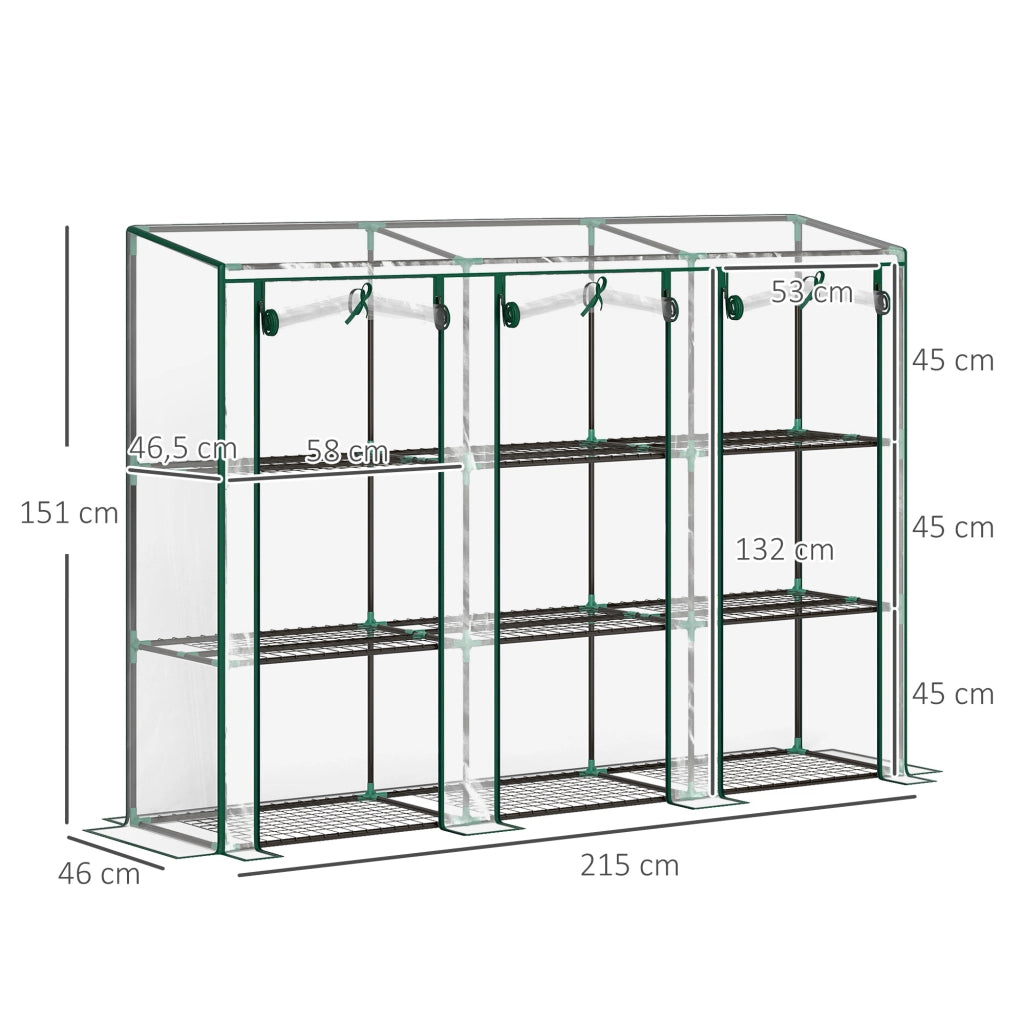 Serra da Giardino con Ripiani 3 Livelli ¨C zephmum ¨C 215x46x151 cm Trasparente