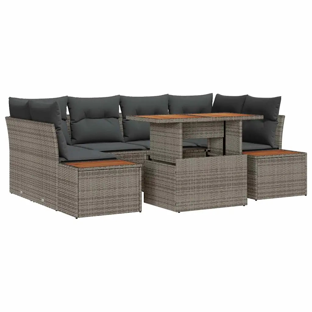 Set Divano da Giardino 7 pcs Grigio Poly Rattan 3358773