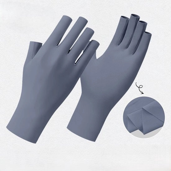 Due paia di guanti protettivi UV per donne, guanti per manicure, guanti senza dita per donne, guanti per auto con crema solare, guanti con touchscreen e dita semicurve, colore grigio scuro