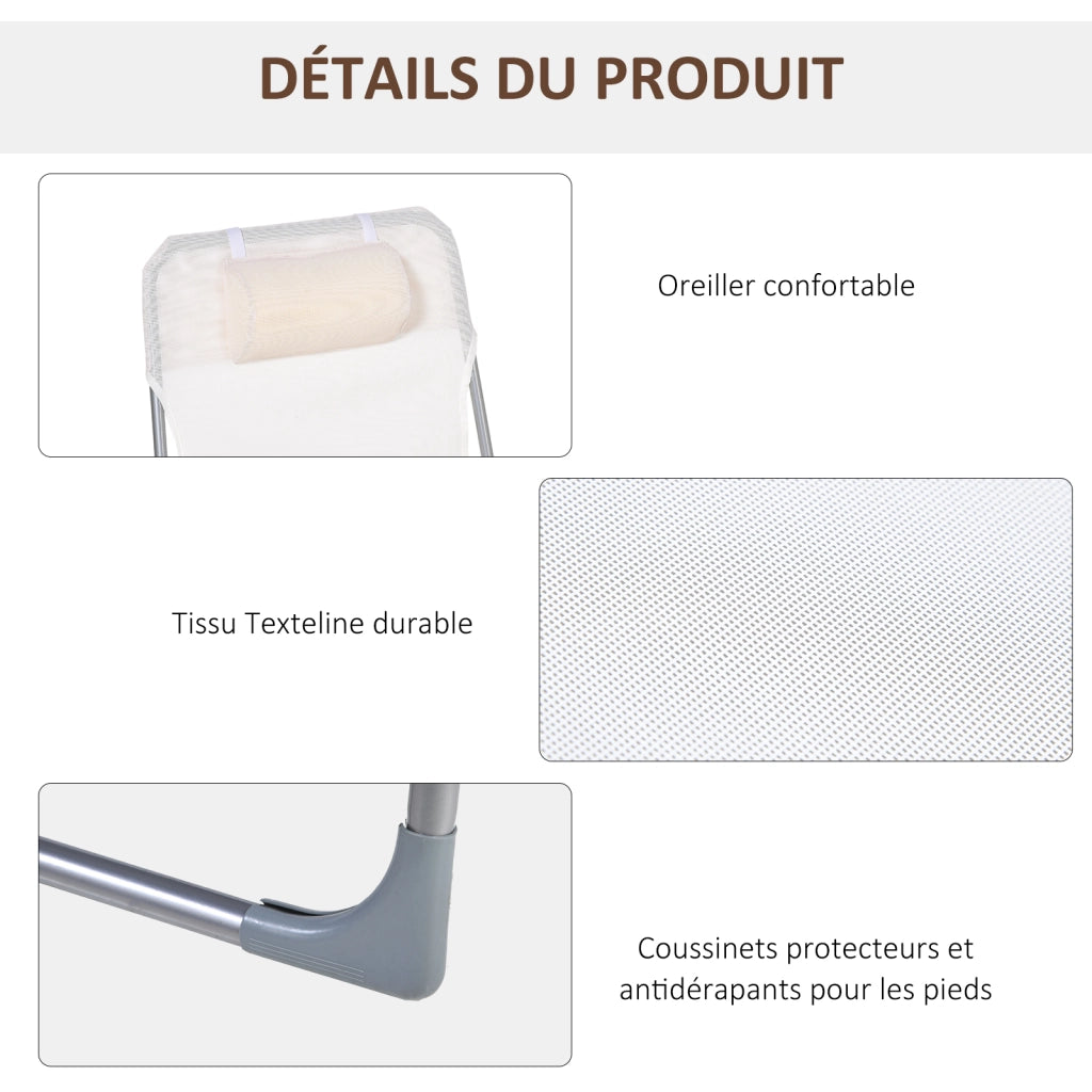 Sdraio pieghevole reclinabile con cuscino ¨C zephmum ¨C crema