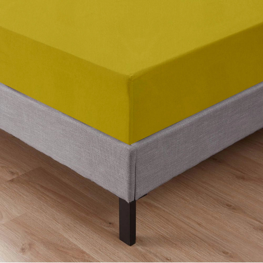 Lenzuolo Sotto Con Angoli Elastici 100% Puro Cotone  Giallo - Matrimoniale
