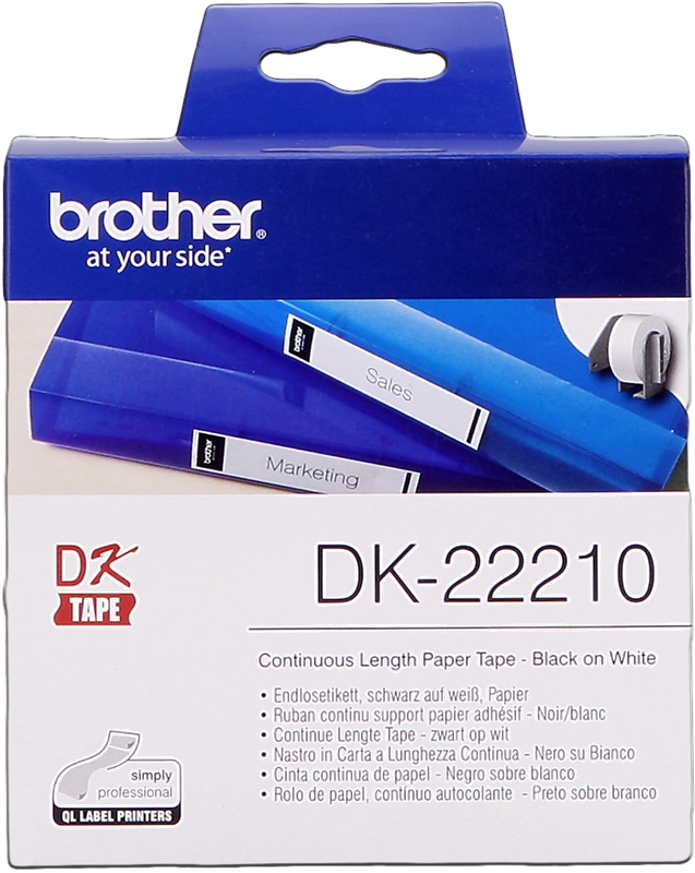 Brother DK-22210 nastro per etichettatrice Nero su bianco