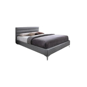 Letto con rete THOMAS 160x200 in similpelle, colore grigio