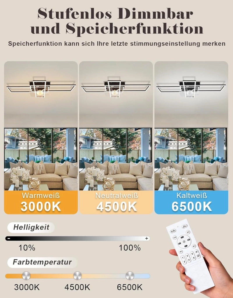 ZMH Ventilatore a Soffitto LED Moderno 94cm 6 Velocità con Intensità Luminosa Regolabile Telecomando per Soggiorno