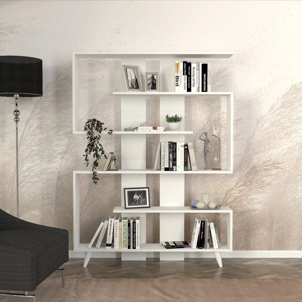 Libreria in legno "Rain" - 120 x 20 x 162 cm - Bianco