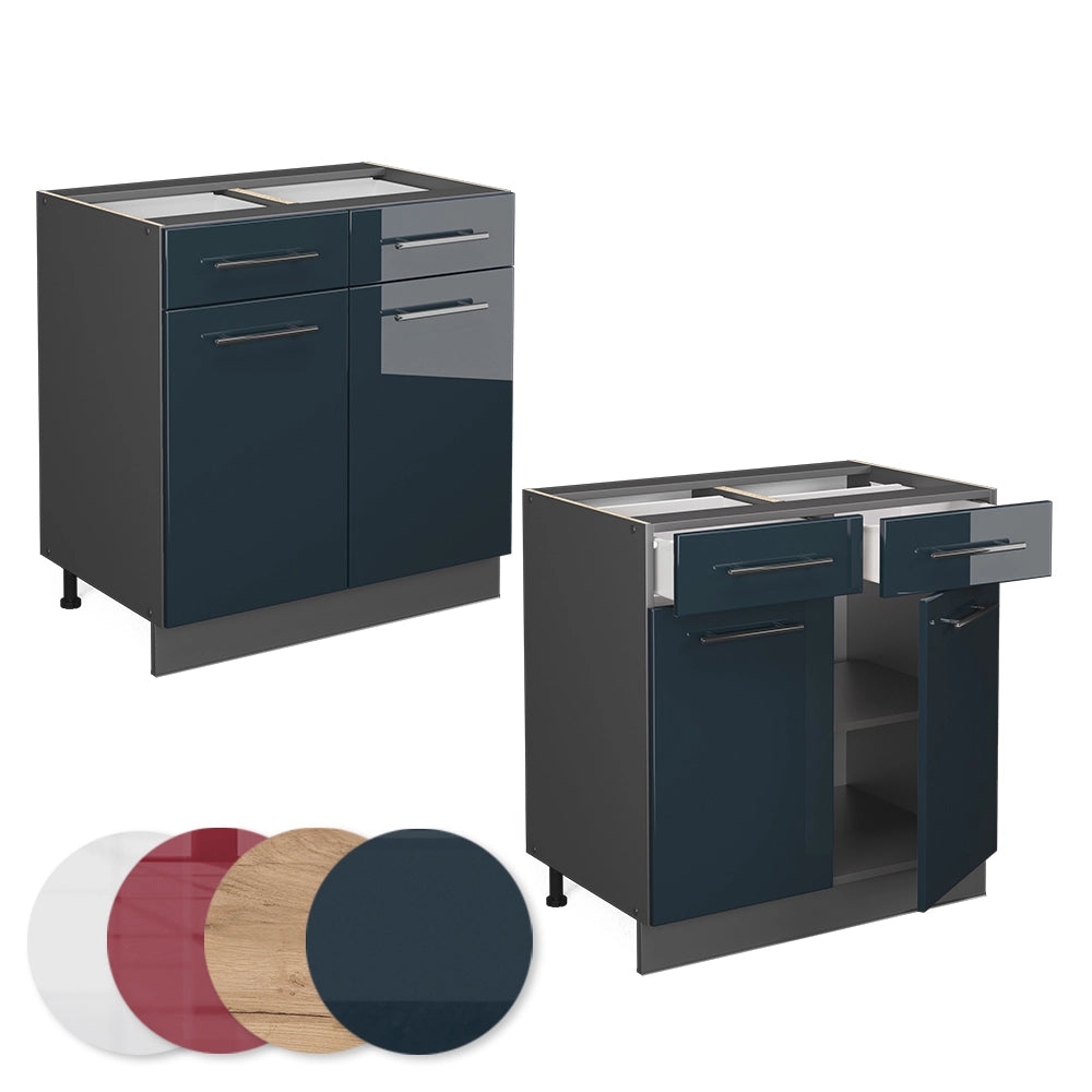 Vicco Mobili da cucina Blu scuro lucido 80 cm senza piano di lavoro
