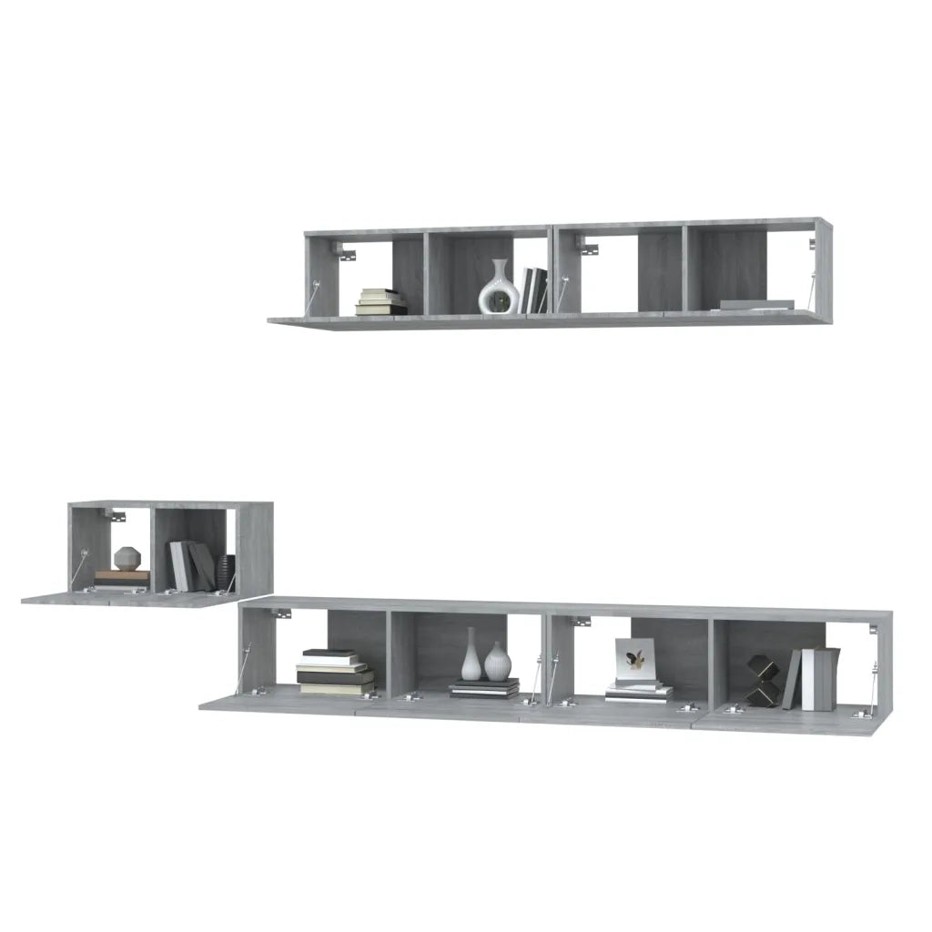 Set di Mobili Porta TV 5 pz Grigio Sonoma in Legno Multistrato 3114436