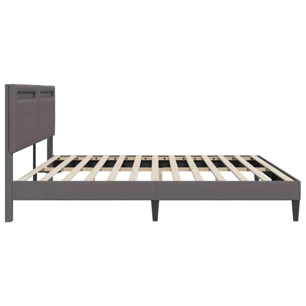 Struttura del letto con testiera-Giroletto Grigio 180 x 200 cm Similpelle 293647