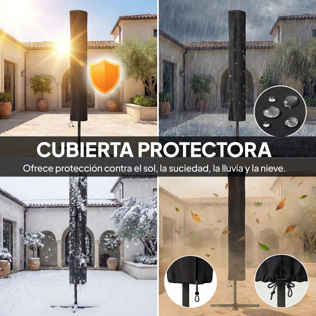Ombrellone da Giardino con Luci LED Solari ¨C zephmum ¨C Crema 2.9x2.5 m