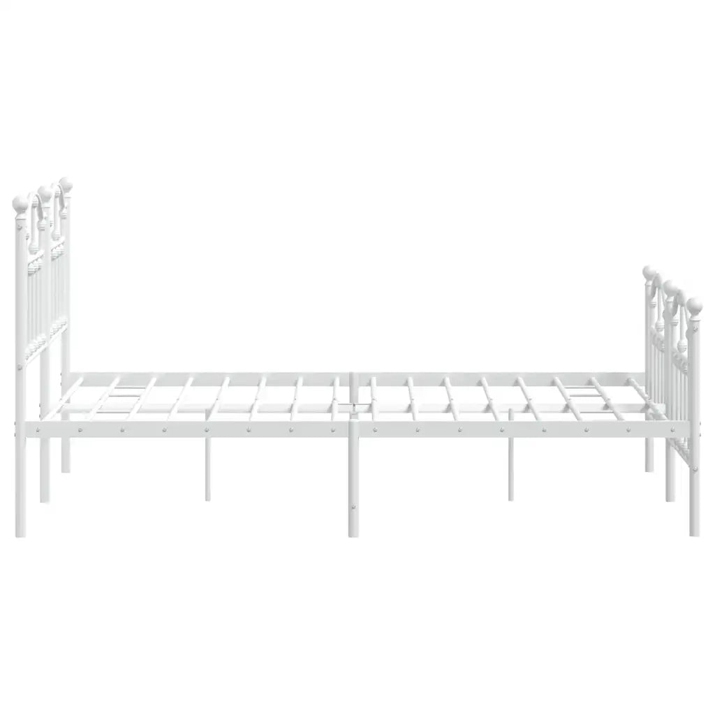 Letto matrimoniale | Letto per adulti | Giroletto con Testiera e Pediera Metallo Bianco 120x190 cm