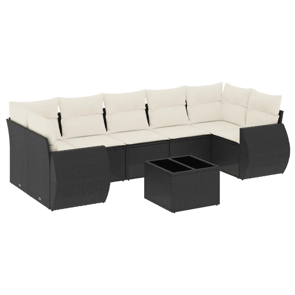 Set Divani da Giardino con Cuscini 8 pz Nero in Polyrattan