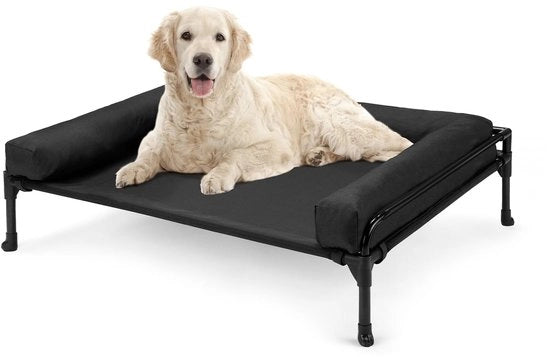 Letto Esterno per Cani di Medie Dimensioni, Letto per Cani con Ventilazione Removibile, Letto da Campo per Cani Lavabile, Nero 89 x 56 x 18 cm