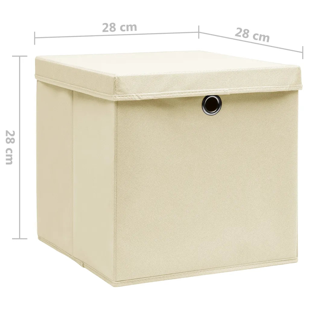 Contenitori con Coperchio 4 pz 28x28x28 cm Crema cod mxl 50627