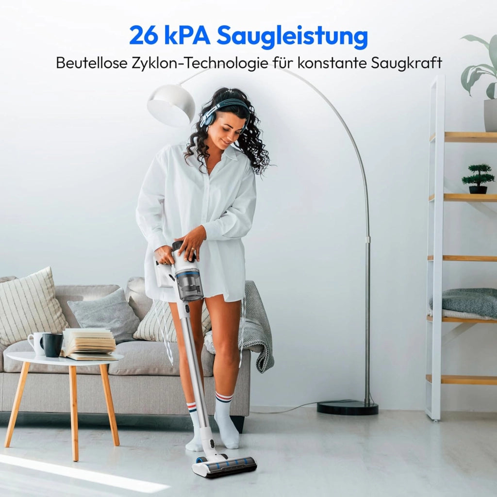 Aspirateur balai sans fil - MEDION MD11860 - 55 min - 400 W - 2,500 mAh - Blanc / Gris