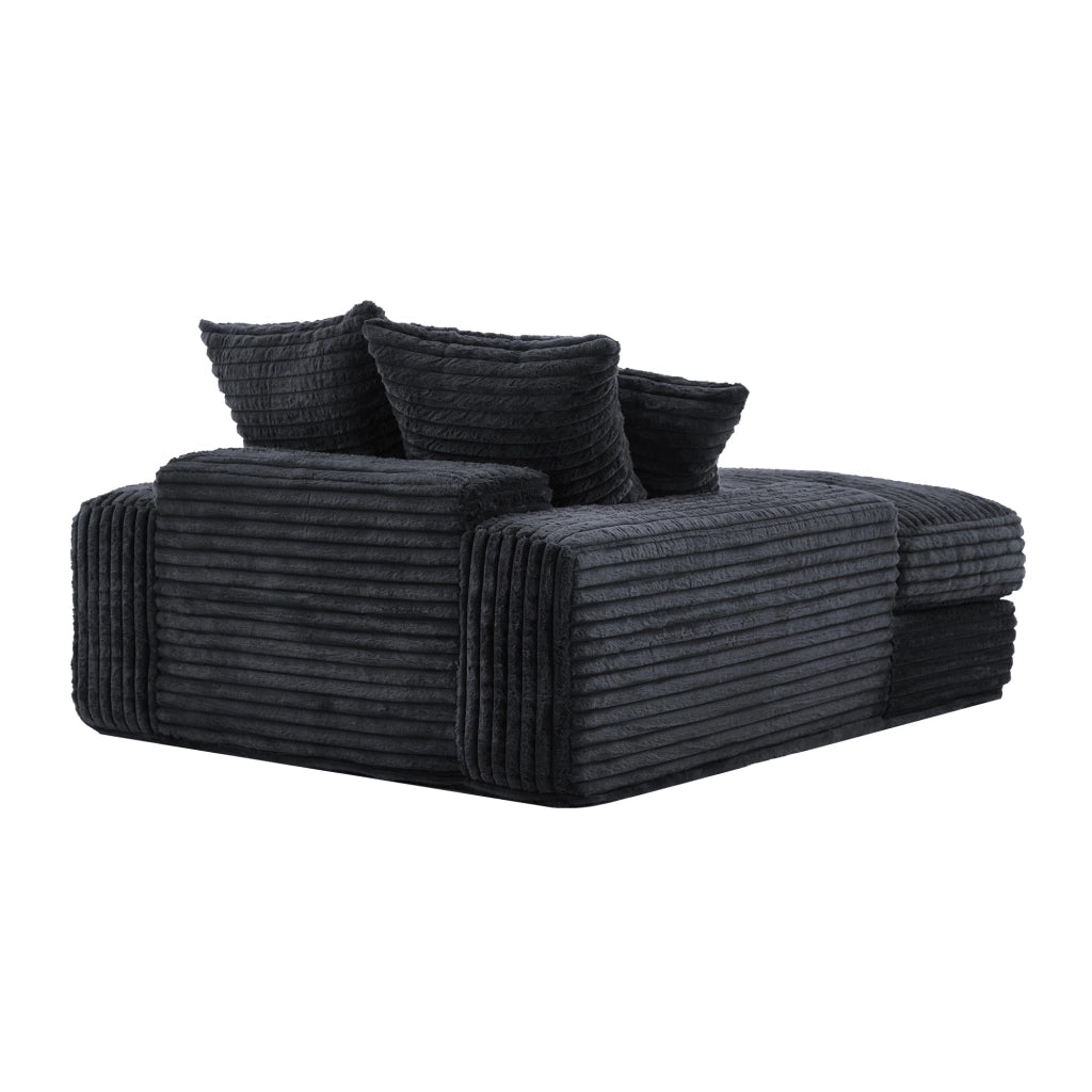 Chaise longue relax con 4 cuscini sfoderabili lavabili design ergonomico senza montaggio in velluto a coste grigio
