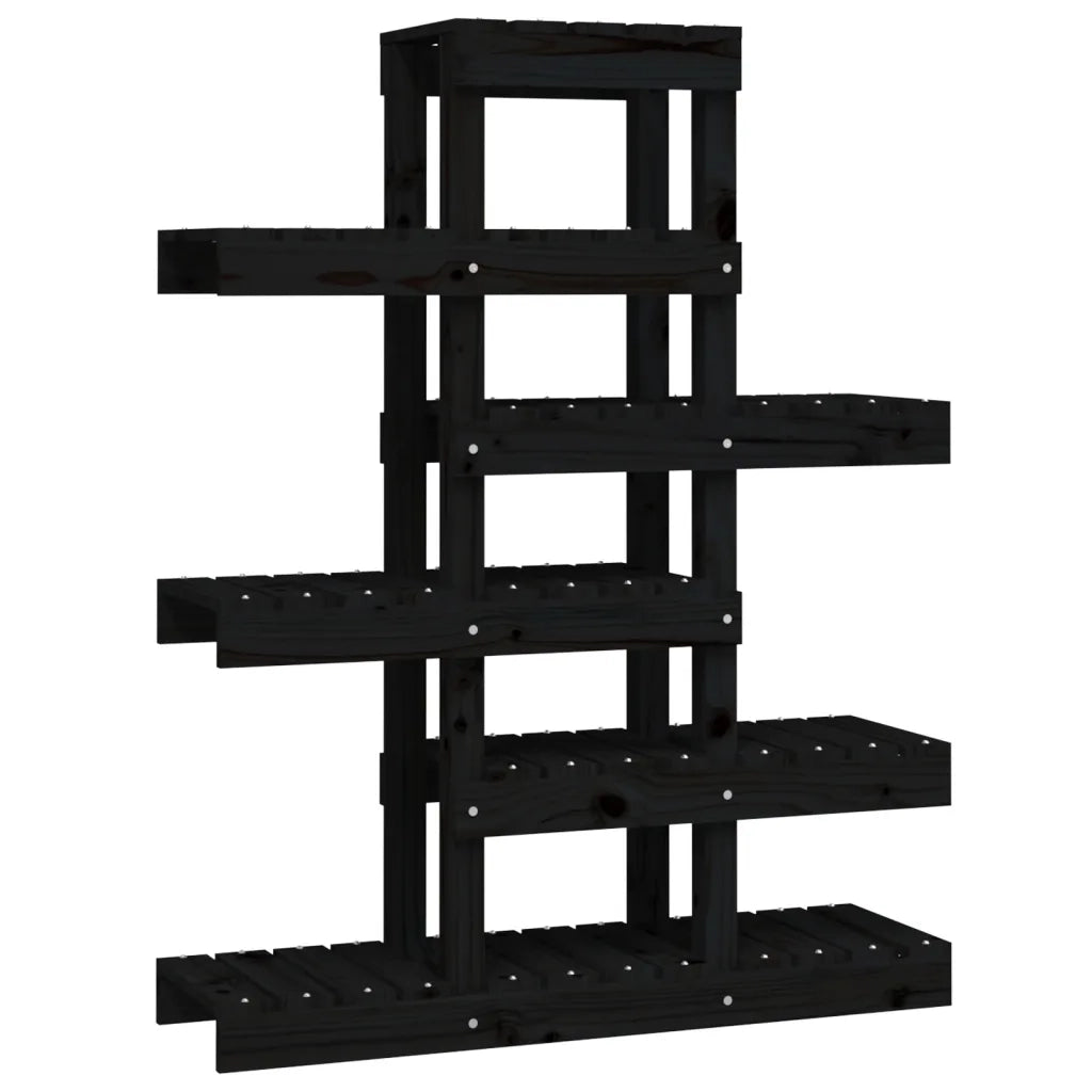 Supporto per Piante Nero 85x25x109,5 cm Legno Massello di Pino 822091