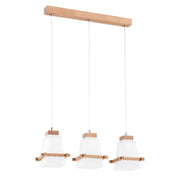 Lampada sospensione barra legno chiaro 3xE27 Velsa Alfa