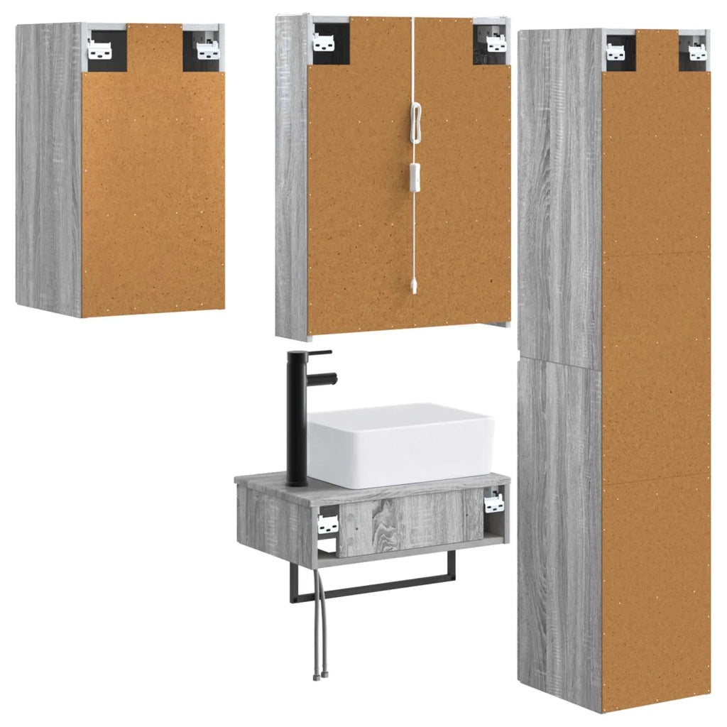 Set di mobili per il bagno 5 pcs Sonoma grigio 3407284