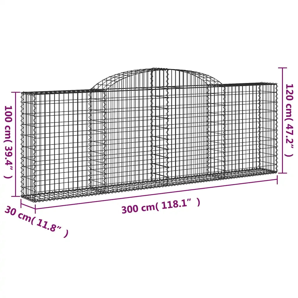 Cesti Gabbioni ad Arco 8 pz 300x30x100/120 cm Ferro Zincato 3146527