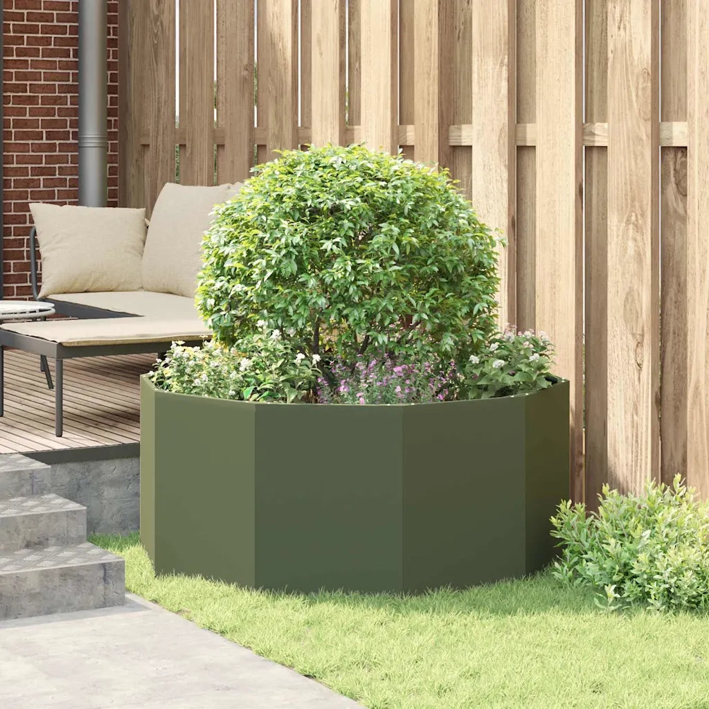 Fioriera | Cassetta per fiori | Vaso Verde oliva 120 x 120 x 50 cm Acciaio