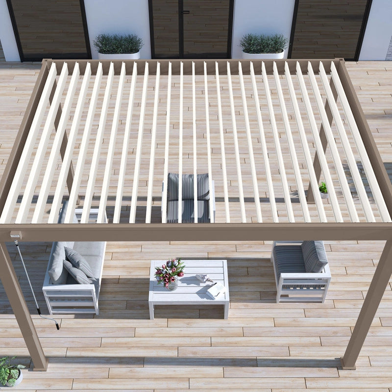 Pergola bioclimatica autoportante Ombréa VS - 3x4M Talpa + 1 tenda 4M bianca
