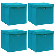 Scatole con Coperchi 4pz Azzurre 32x32x32 cm Tessutocod mxl 81675