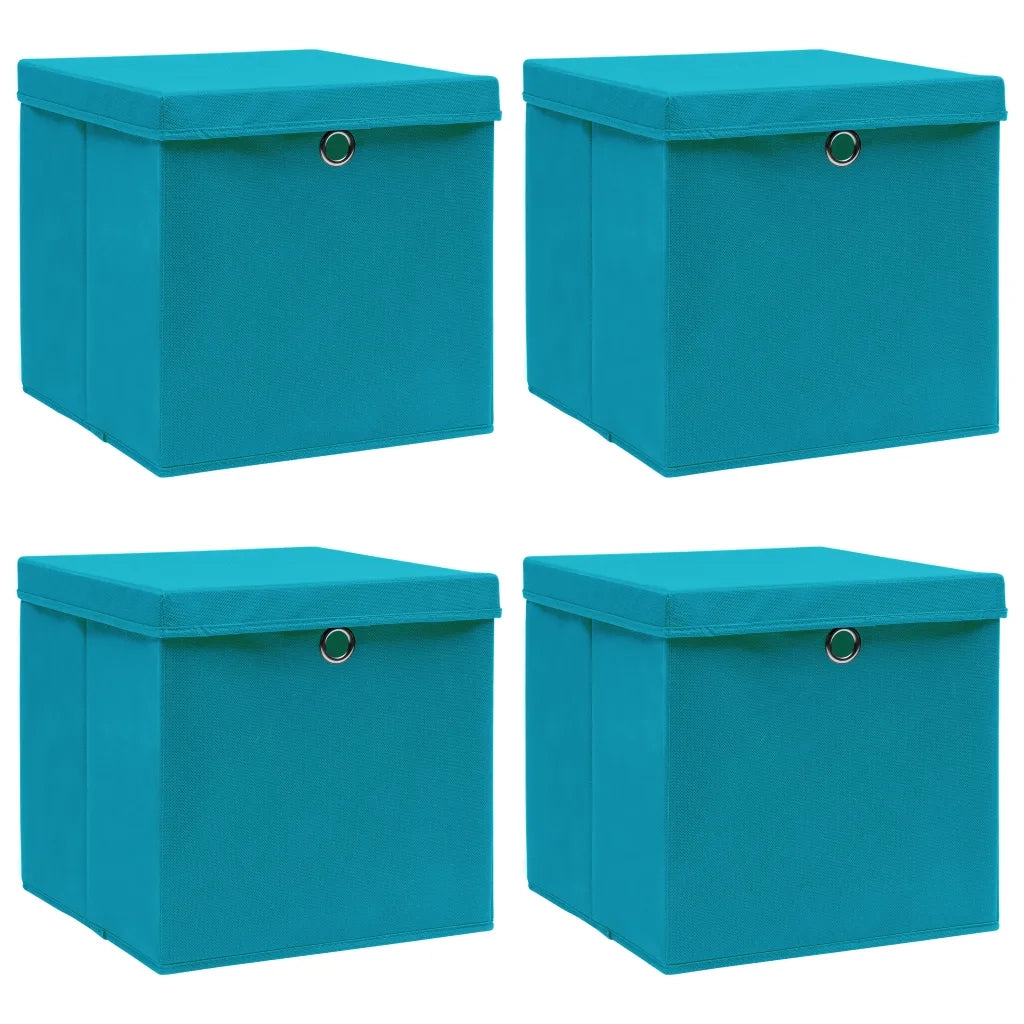 Scatole con Coperchi 4pz Azzurre 32x32x32 cm Tessutocod mxl 81675