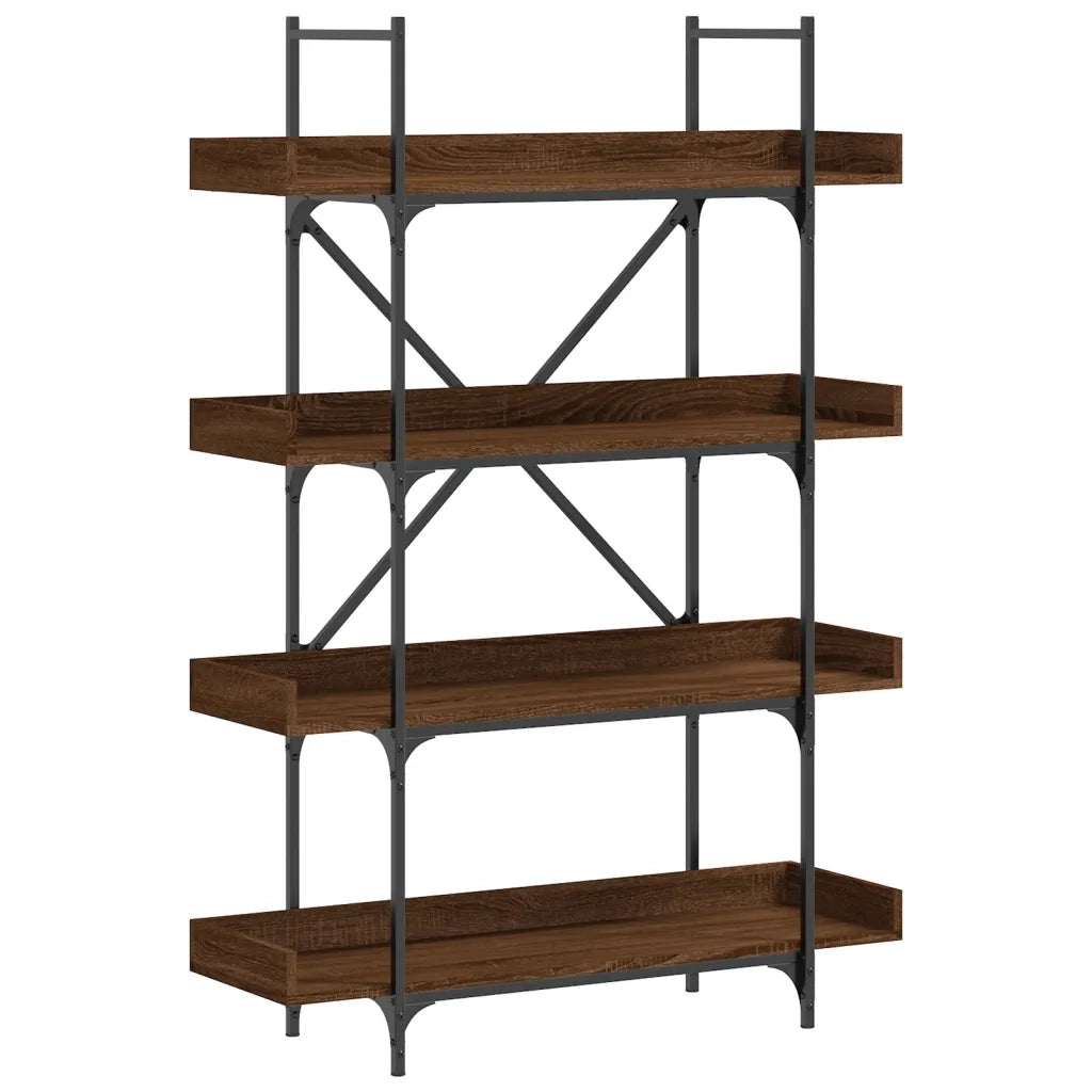 Libreria 4 Ripiani-Scaffale per Libri-Mobile di Stoccaggio Rovere Marrone 100x33x145,5 Legno Multistrato