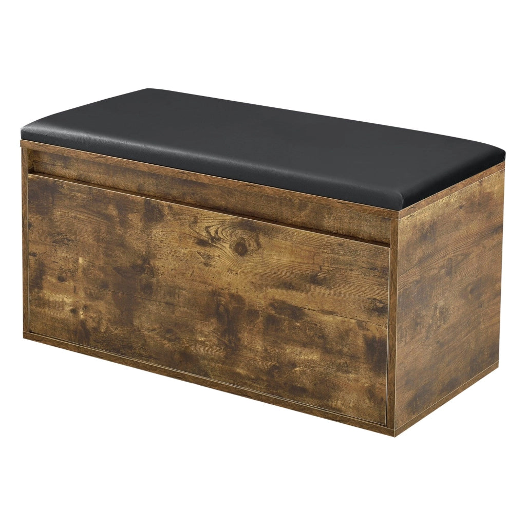 Panca portascarpe di design con cassetto mobile da ingresso con seduta imbottita elegante contenitore per 3 paia di scarpe truciolato finitura sintetica PU 80 x 39 x 45 cm rovere scuro/nero 03_0004680