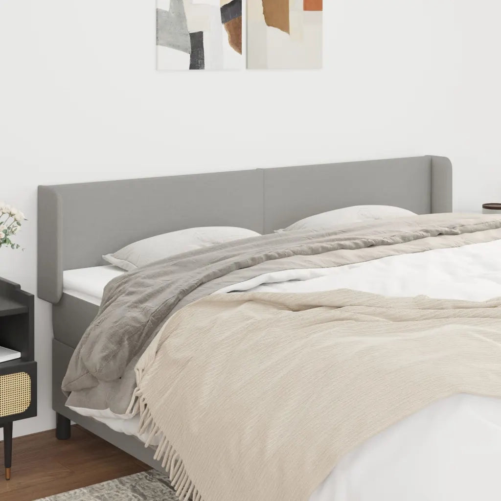 Testiera | Testata ad Orecchio Grigio Chiaro 183x16x78/88 cm in Tessuto
