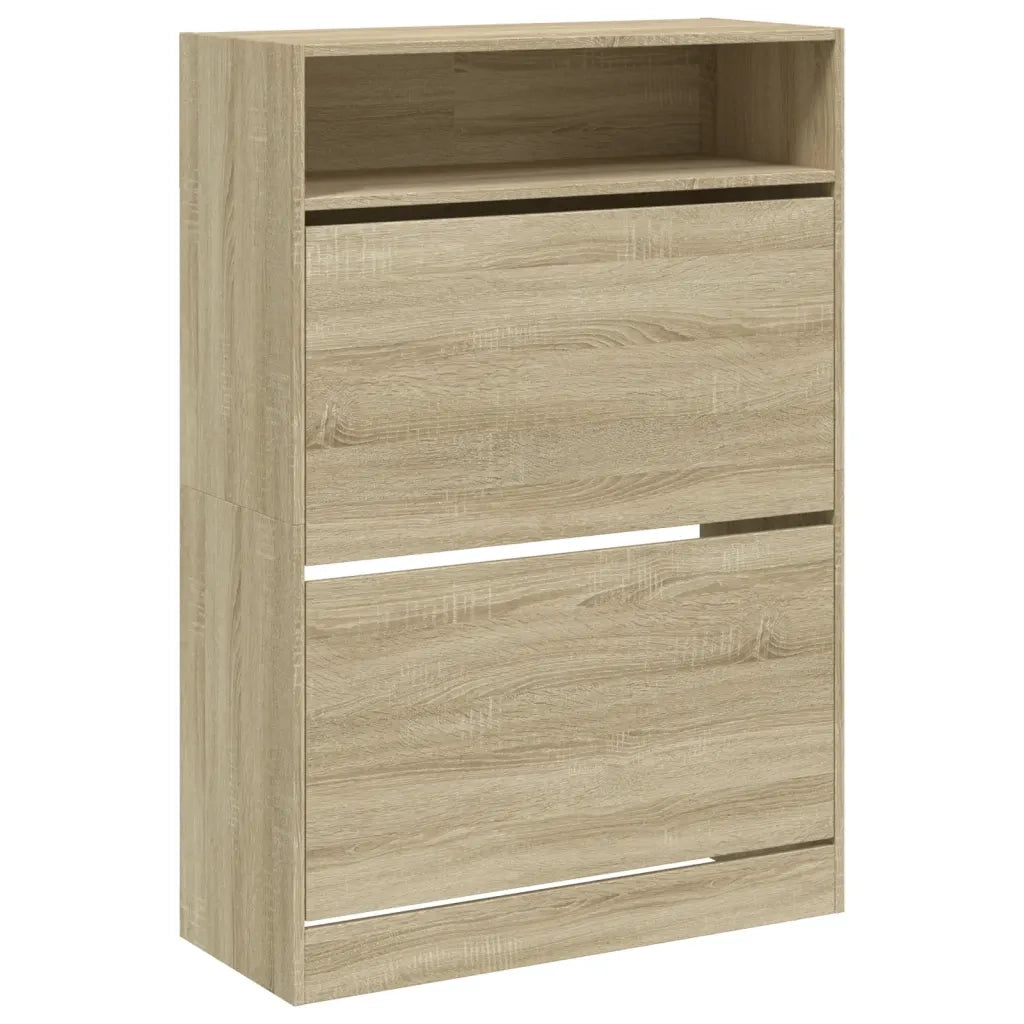 Scarpiera 2 Cassetti Ribaltabili-Scaffale per scarpe Rovere Sonoma 80x34x116 cm