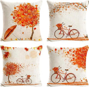 Coperte per cuscini autunno 4 pezzi - decorazione autunnale - foglia di quercia - lino - 45 x 45 cm