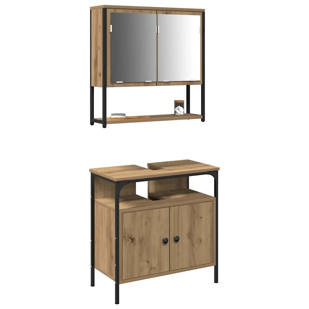 Set di mobili per il bagno 2 pcs Marrone Legno multistrato 3334320