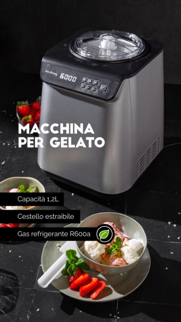 Innoliving Macchina del Gelato INN-850 con Compressore Refrigerante Professionale