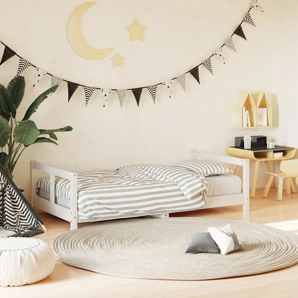 Giroletto per Bambini | Letto Infantile | Lettino Bianco 80x160cm in Legno Massello di Pino