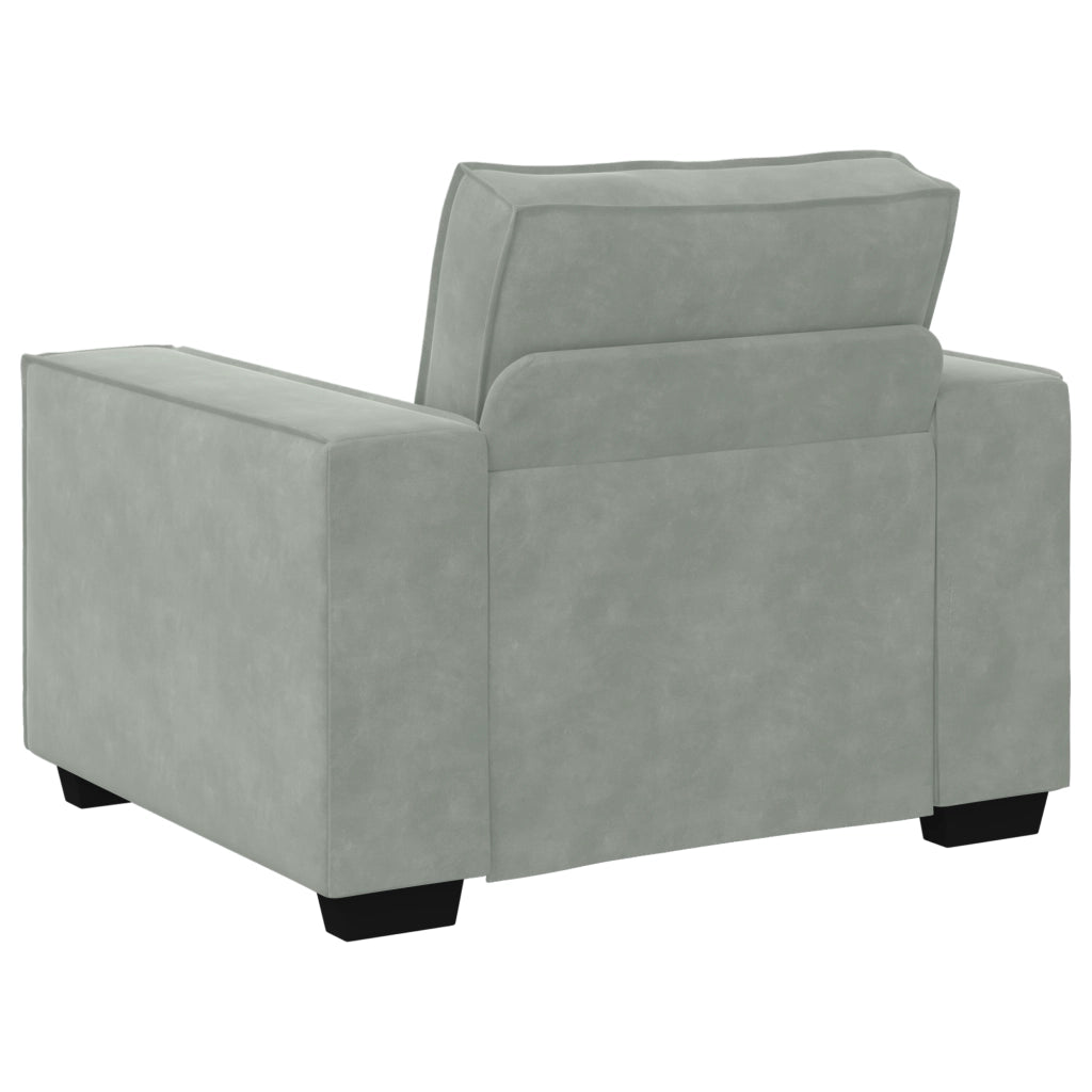 Set Divano 3 Pezzi con Cuscini in Velluto Grigio Chiaro